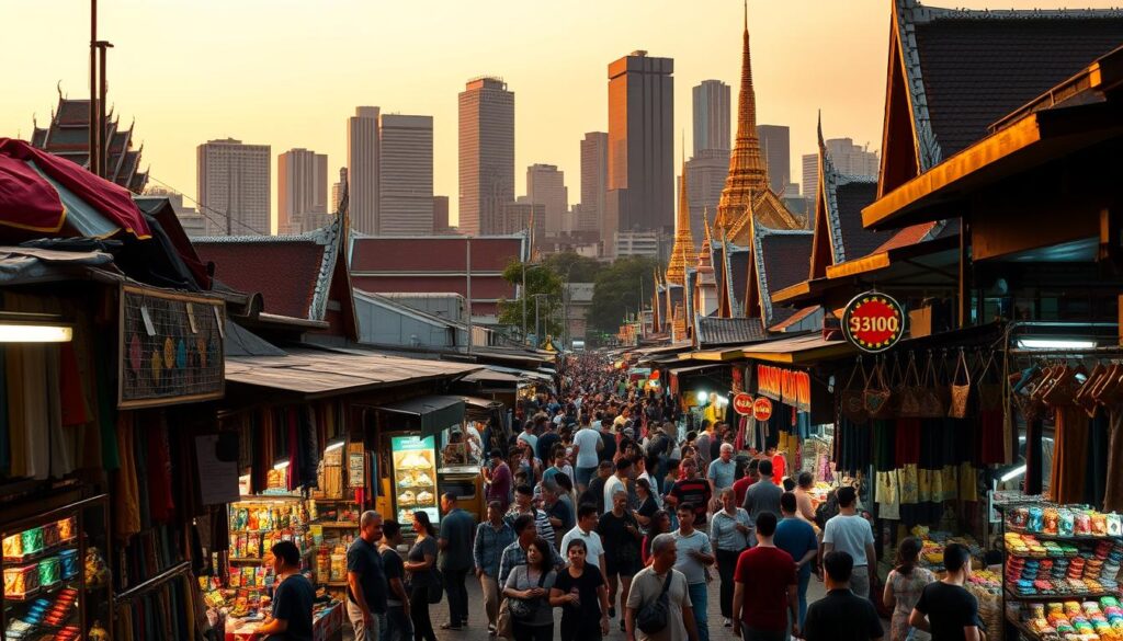 Bangkok night market shopping